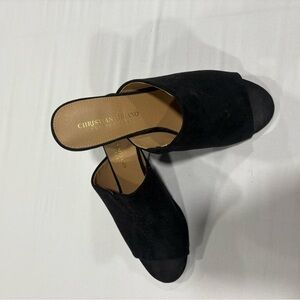 Black Suede Mules by Christian Siriano